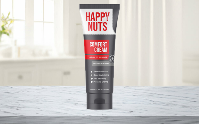 Happy Nuts Mens Comfort Cream Deodorant on a Table