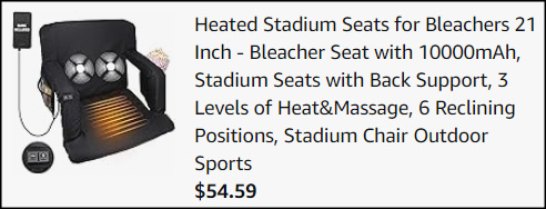 Heated Stadium Seat Checkout