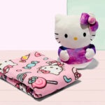 Hello Kitty Sweet Surprise Hugger Pillow Silk Touch Throw Set on the Table