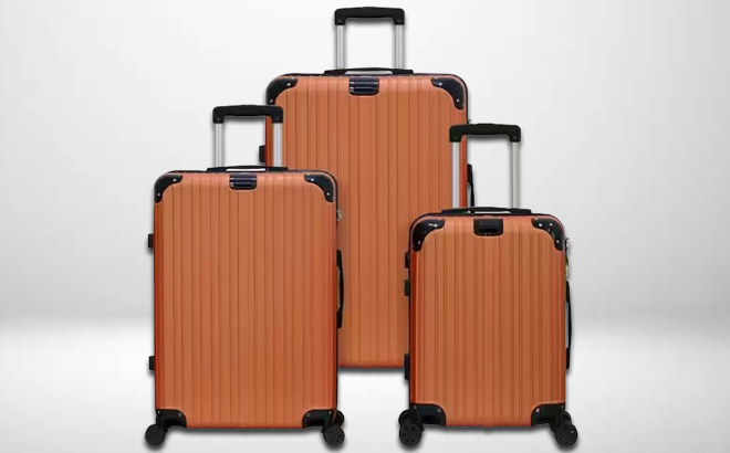 Hikolayae Grand Creek 3 Piece Luggage Set in Orange Color