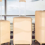 Hikolayae Nested 3 Piece Hardside Luggage Set in Tan Color