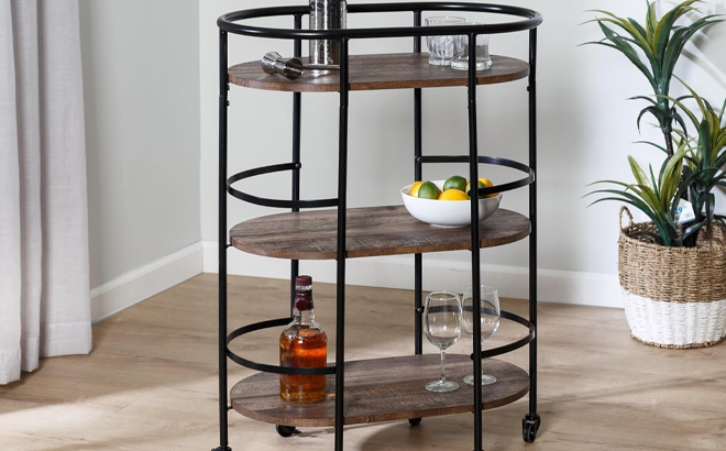 Honey Can Do 3 Tier Rolling Bar Serving Cart