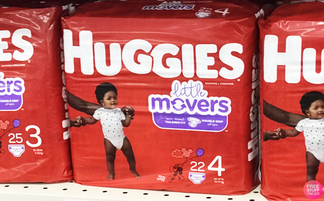 Huggies Little Movers Baby Diapers Size 4 on Shelf