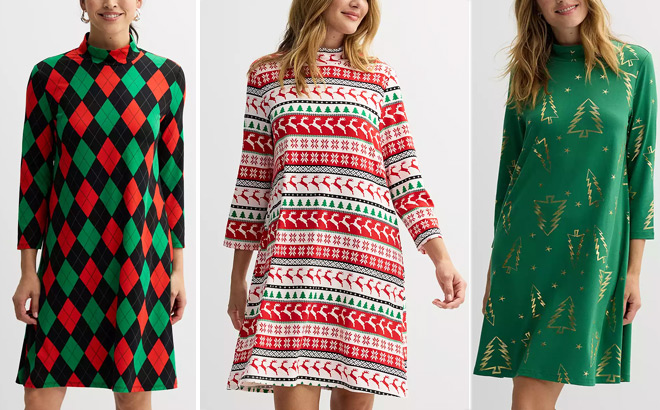 Jollidays Long Sleeve Mock Neck Dresses