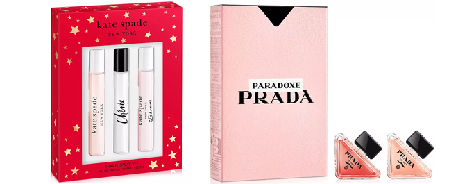 Kate Spade 3 Pc Travel Spray Gift Set and Prada 2 Pc Paradoxe Mini Fragrance Gift Set