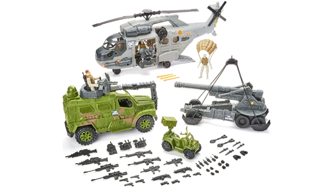 Kid Connection Giant Helicopter and Military Vehicles Toy Play Set