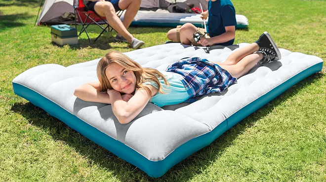 Kids Lounging on the Intex Camping Mat