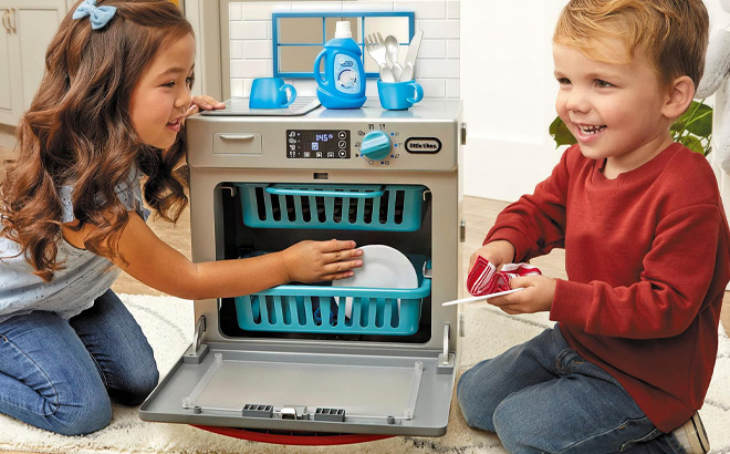 Kids Playing with Little Tikes First Dishwasher