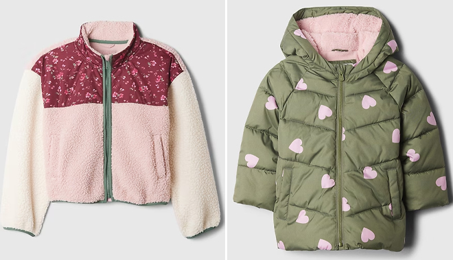 Kids Sherpa Colorblock Jacket and babyGap ColdControl Max Sherpa Puffer Jacket