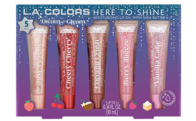 L A Colors Dream to Gleam Here to Shine Lip Oil Gift Set