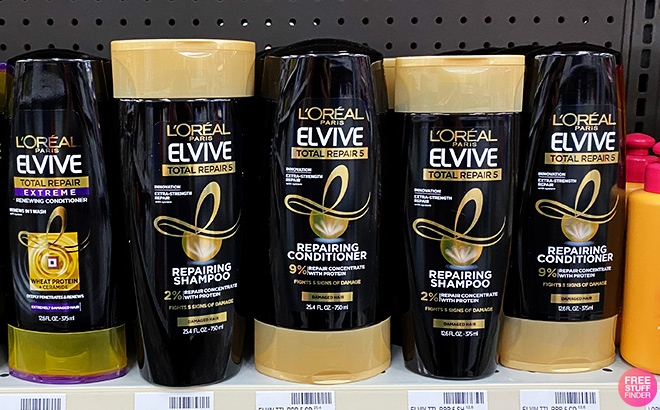 LOreal Elvive Conditioners and Shampoos on the Shelf