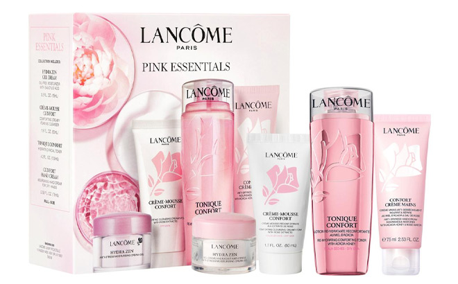 Lancome 4 Piece Pink Essentials Skin Care Set