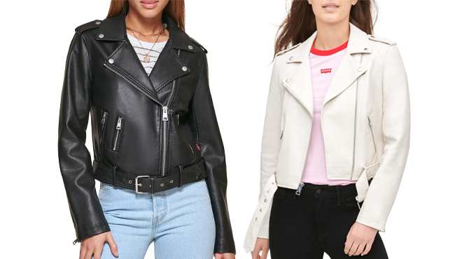 Levis Faux Leather Fashion Belted Moto Jacket