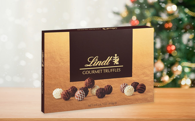 Lindt Gourmet Chocolate Truffles Gift Box on the Table