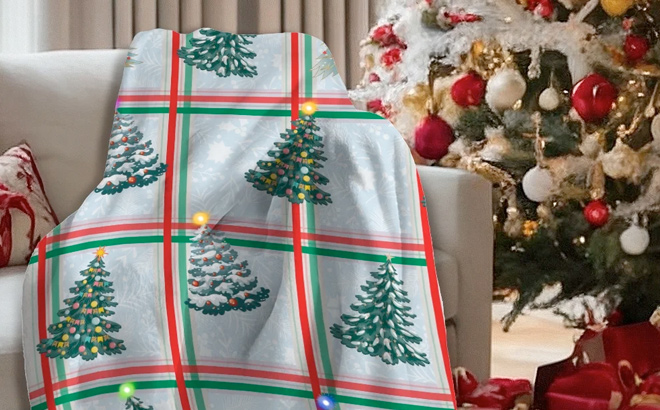 Lit Up Holiday LED Throw Christmas Blanket with Soft Fabric