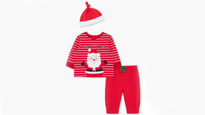 Little Me First Christmas Santa Top Joggers Hat Set