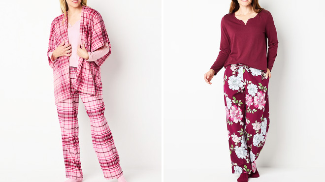 Liz Claiborne Womens 4 Piece Pant Pajama Set