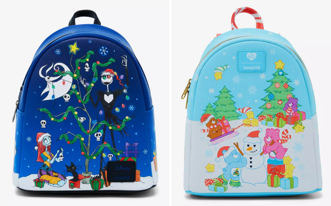 Loungefly The Nightmare Before Christmas Holiday and Care Bears Snow Fun Mini Backpacks