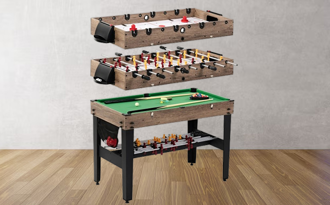 MD Sports 3-in-1 Combo Air Powered Hockey Game Table