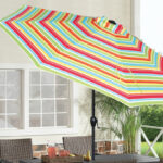 Mainstays 9 Foot Tilt Patio Umbrella in Multi Stripe Color