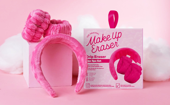 MakeUp Eraser Drip Eraser Headband and Wristbands Set