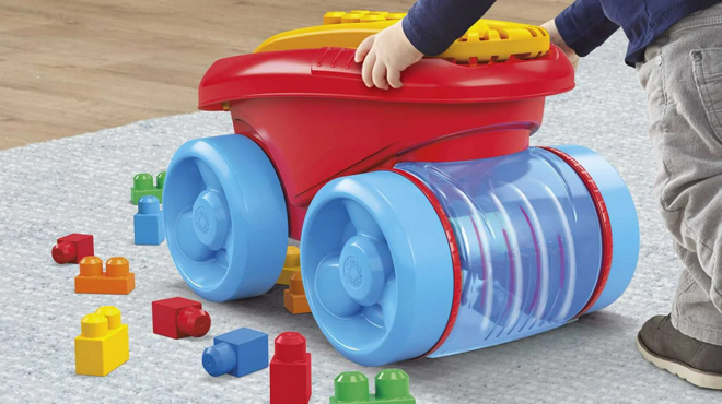 Mega Bloks Fisher Price Blue Block Scooping Wagon Building Toy