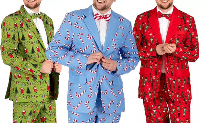 Mens 3 Piece Light Up Holiday Suits