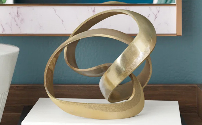 Metal Knot Sculpture Contemporary Abstract Knotted Metallic Table Decor