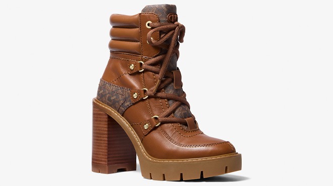 Michael Kors Asher Leather and Empire Monogram Boot