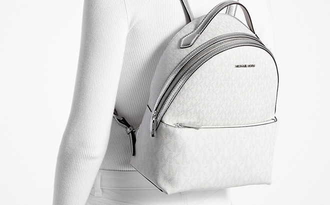 Michael Kors Sheila Medium Logo Backpack Silver