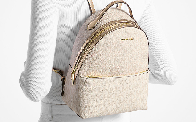 Michael Kors Sheila Medium Two Tone Signature Logo Backpack 1