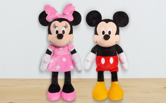 Minnie Mickey 19 Inch Plush Bundle on a Table