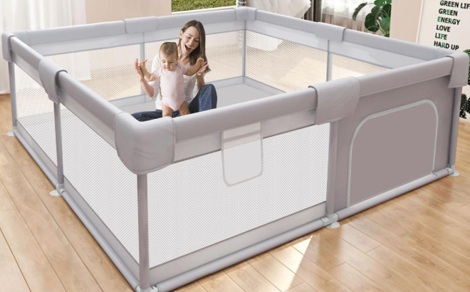 Mommy and Baby in a Playpen