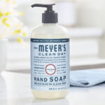 Mrs Meyers Hand Soap Snowdrop Scent on a Table