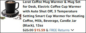 Mug Warmer Final Price