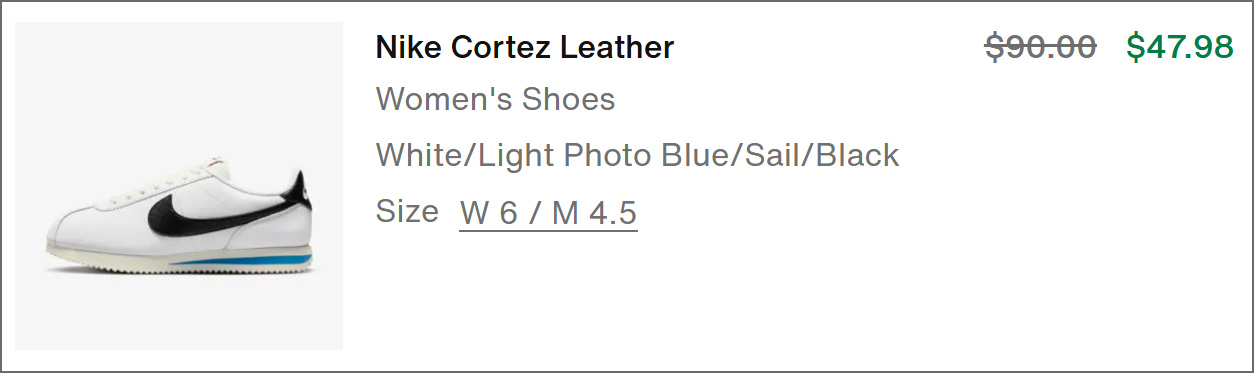 Nike Cortez Leather Shoes at Checkout