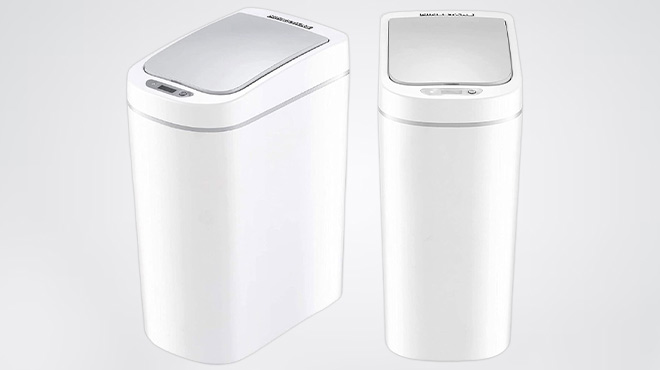 Ninestars 1 8 Gallon Motion Sensor Trash Can in White