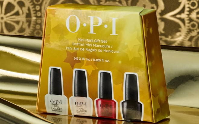 OPI Nail Lacquer Wicked Nail Polish Mini Mani Gift Set 4 Pack on the Table