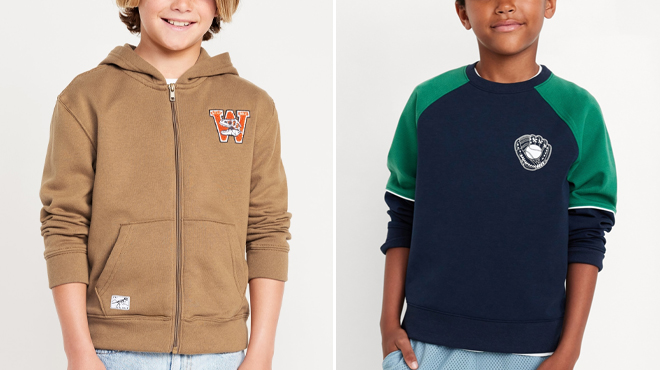 Old Navy Boys Graphic Zip Front Hoodie and Old Navy Boys Color Block Graphic Sweatshirt