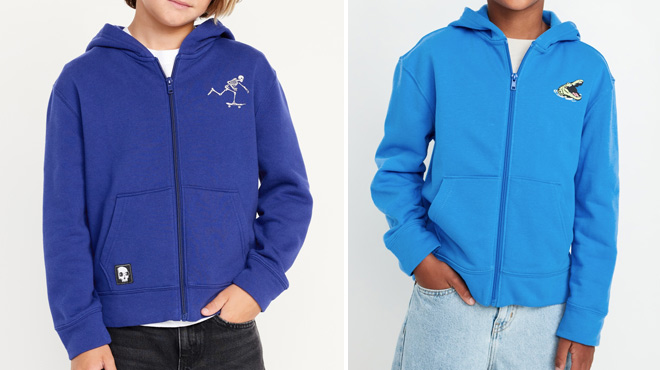 Old Navy Boys Graphic Zip Front Hoodie in Two Colors