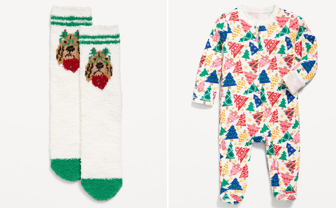 Old Navy Cozy Socks and Baby Footed Pajamas