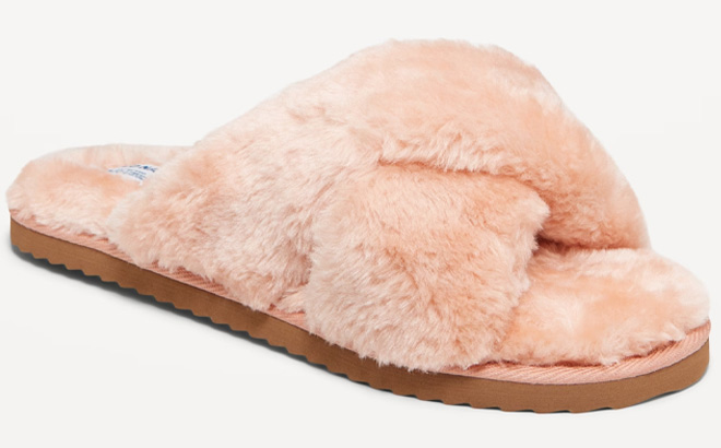 Old Navy Faux Fur Cross Front Slipper