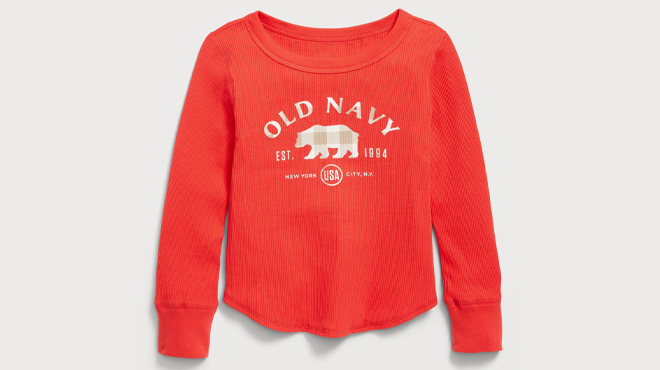 Old Navy Long Sleeve Logo Graphic Thermal Knit T Shirt