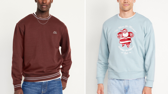 Old Navy Mens Oversized Graphic Sweatshirt and Old Navy Mens Holiday Graphic Sweatshirt