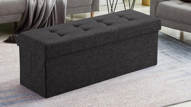 Ornavo Home Large Collapsible Storage Ottoman with Legs