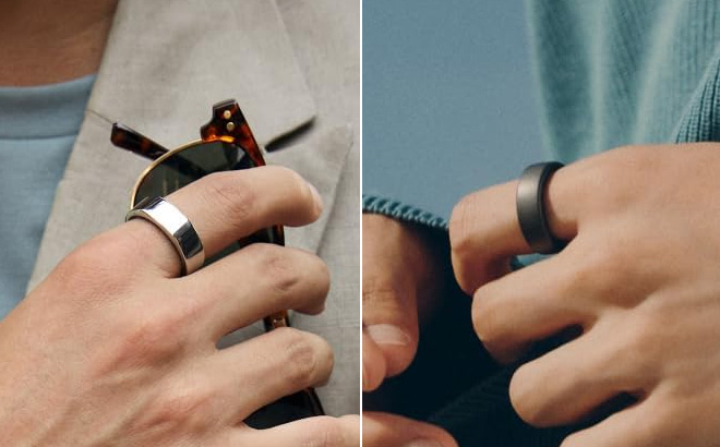 Oura Ring Gen3 Heritage in Silver and Oura Ring Gen3 Horizon in Black