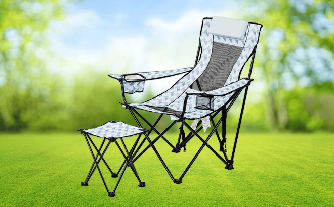 Ozark Trail Lounge Camp Chair with Detached Footrest