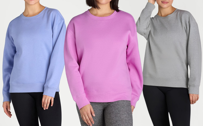 People Wearing Athletic Works Womens Fleece Crewneck Sweatshirt