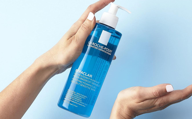 Person Using La Roche Posay Effaclair Cleanser