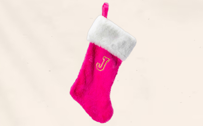 Pink Monogram Christmas Stocking